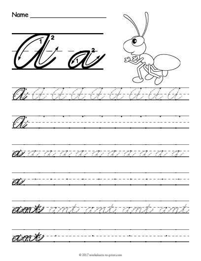 Cursive Writing Worksheets Letter A