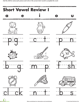 Short Vowel Worksheets