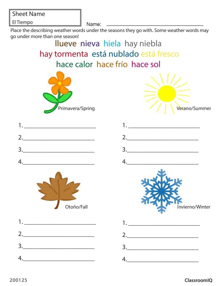 Spanish Worksheets