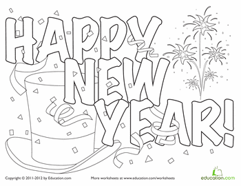 Happy New Year Coloring Page