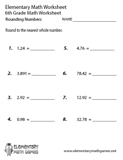 6th Grade Worksheets