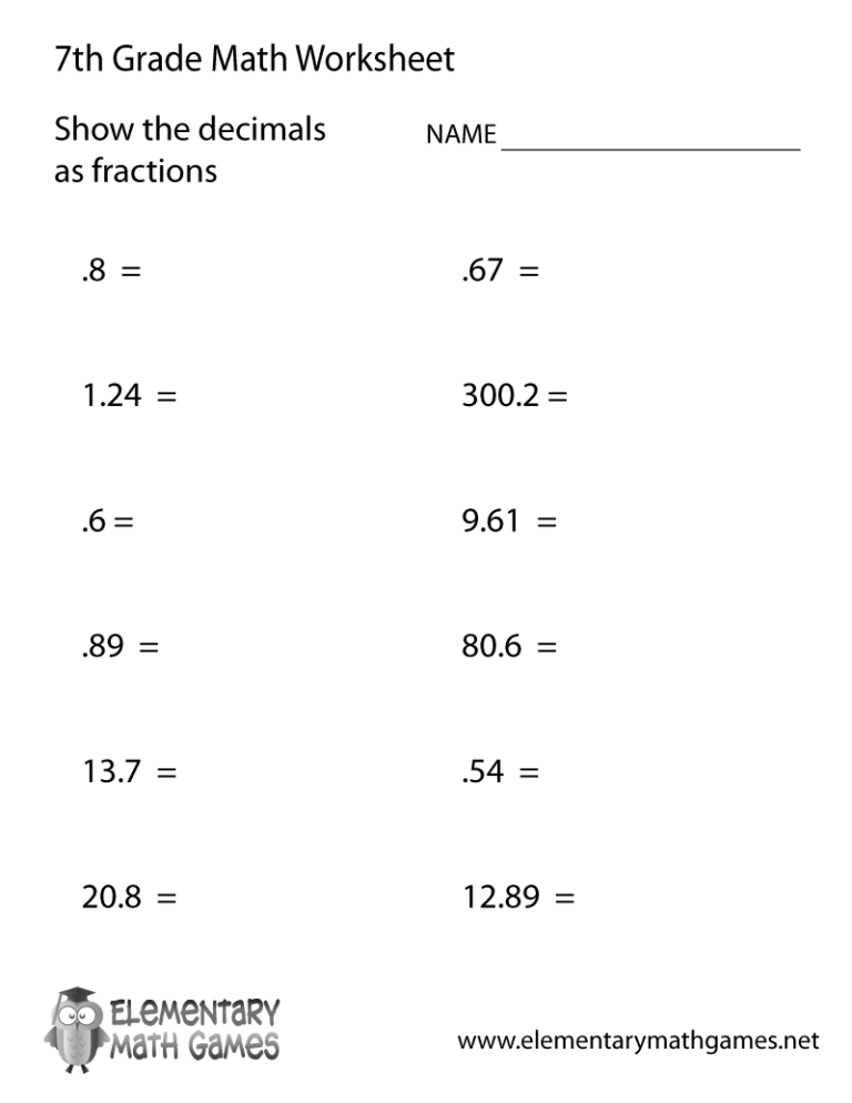 Math Problems For 7th Graders