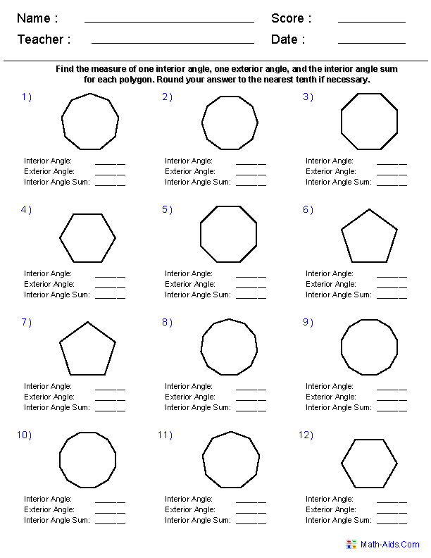 Polygons Worksheet