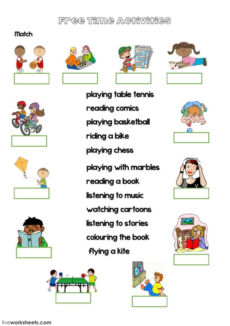 Free Time Activities Worksheet