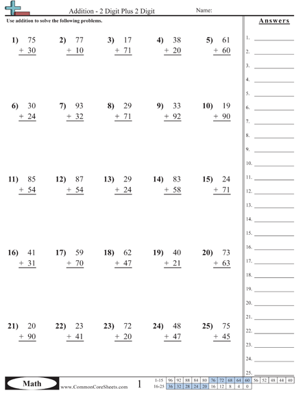 4th Grade Math Worksheets Common Core