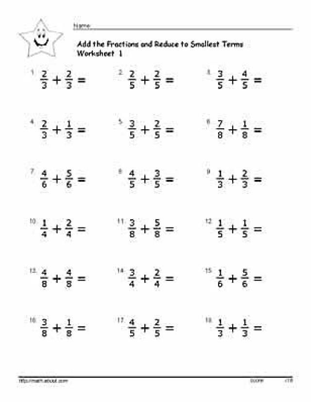 Adding Fractions Worksheets