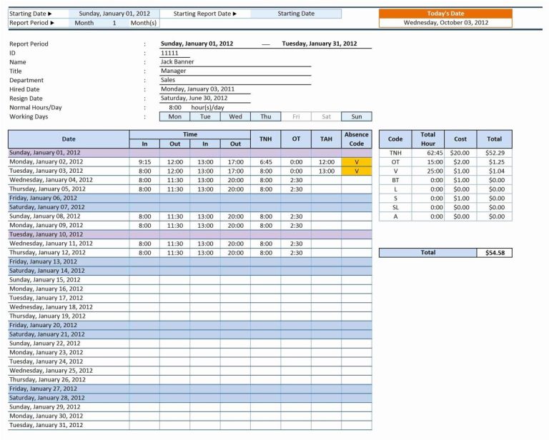 Worksheet Excel