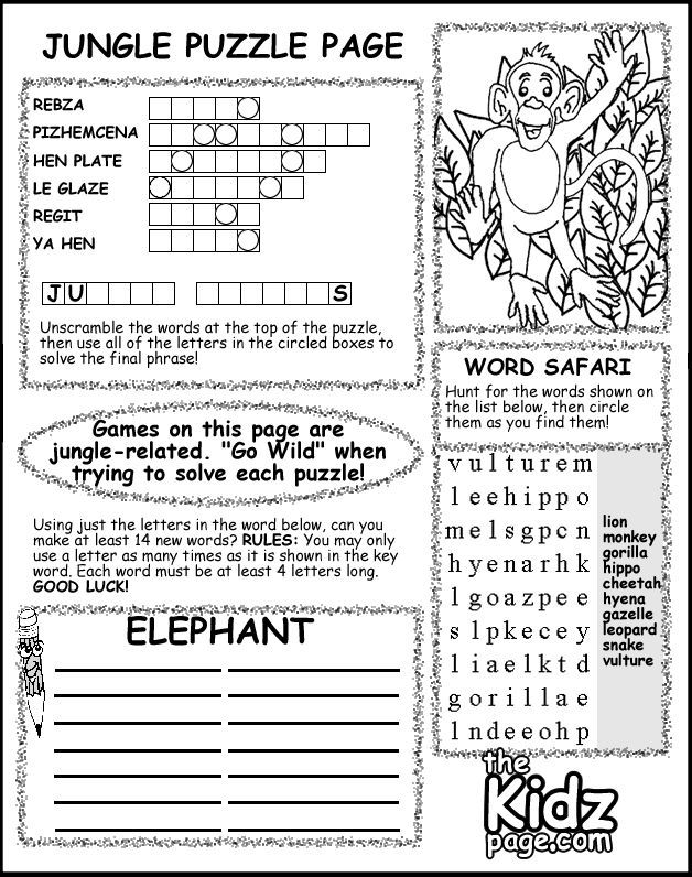 Free Printable Activity Sheets For Elementary Students