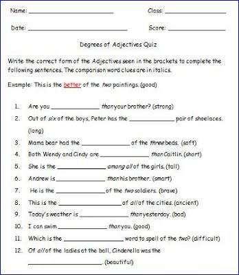 Comparative Adjectives Worksheet