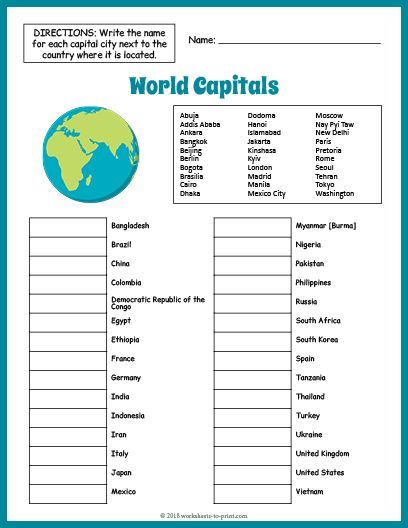 Geography Worksheets