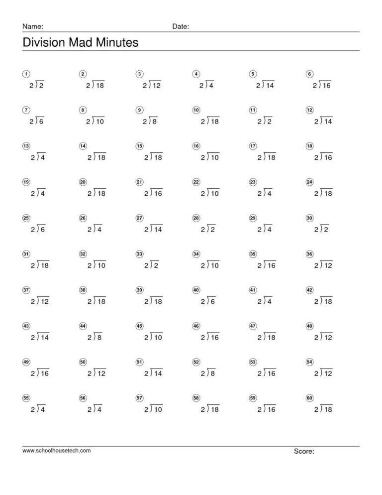 Multiplication And Division Worksheets