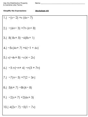 7th Grade Algebraic Expressions Worksheets For Class 7 Pdf