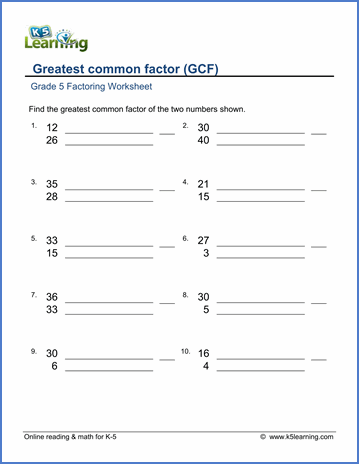 Gcf Worksheets