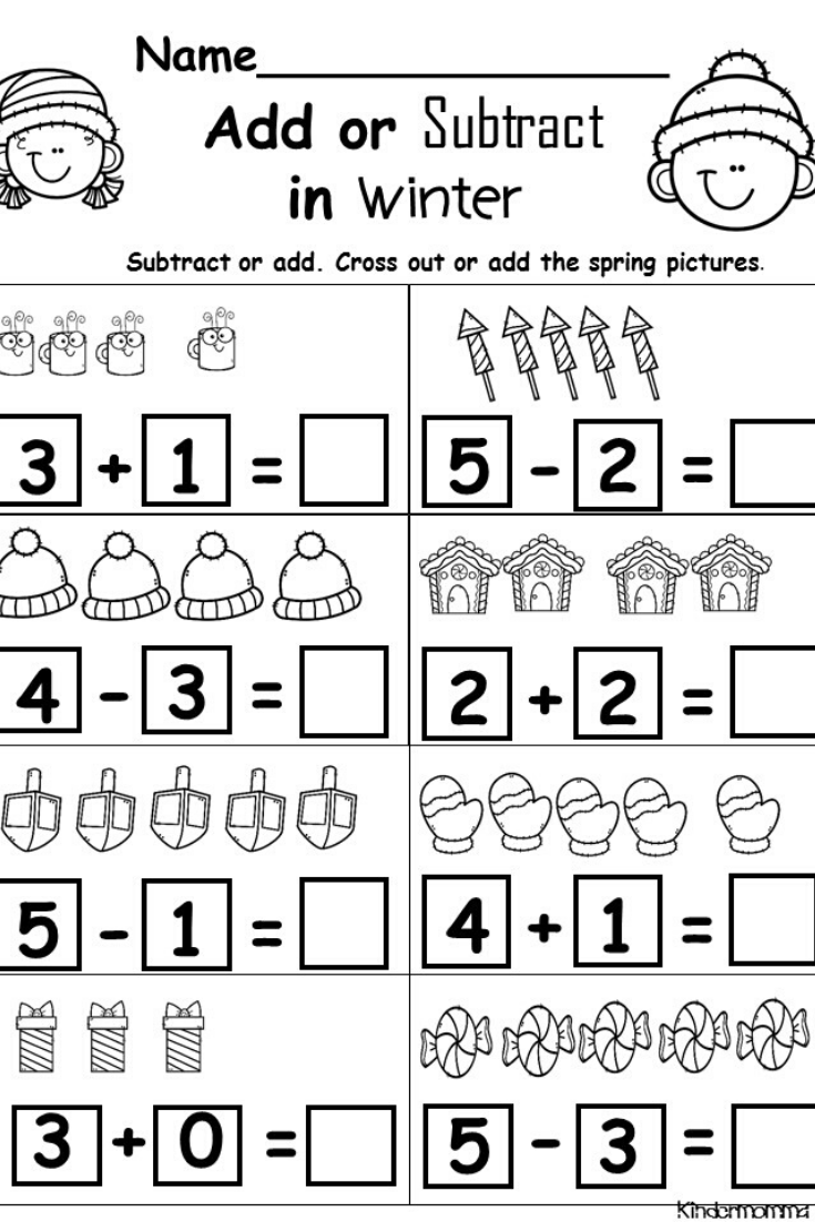 Addition And Subtraction Worksheets With Pictures For Kindergarten