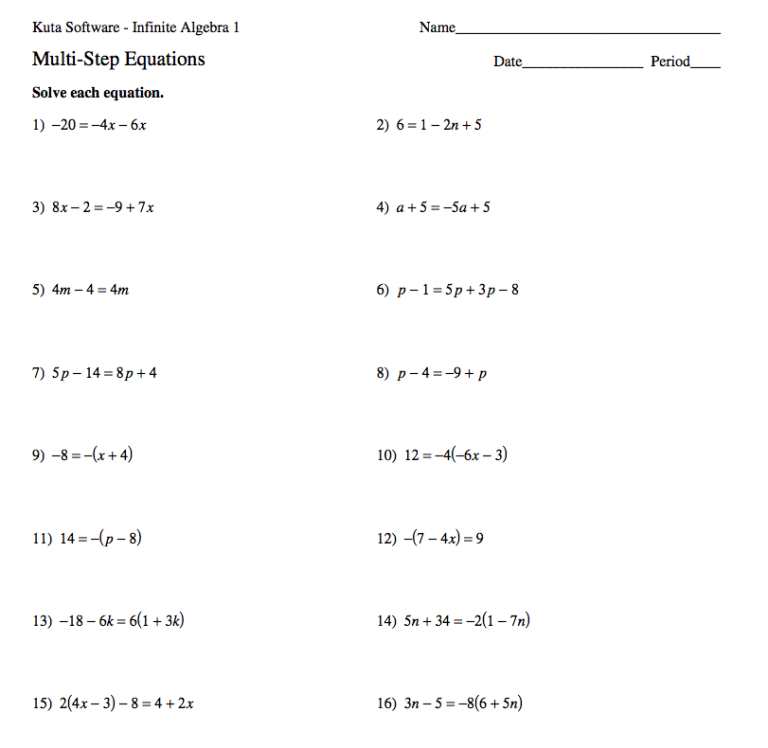 Kuta Software Infinite Algebra 1 Answer Key Pdf