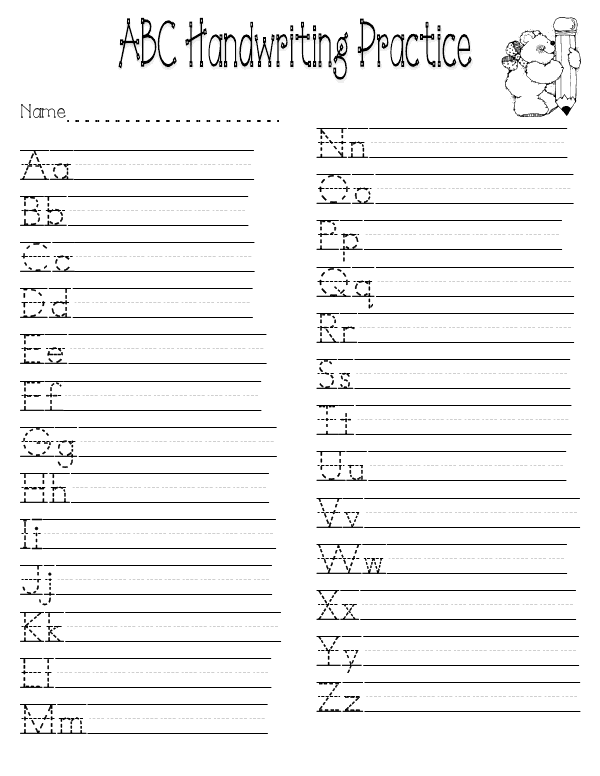 Handwriting Practice Sheets