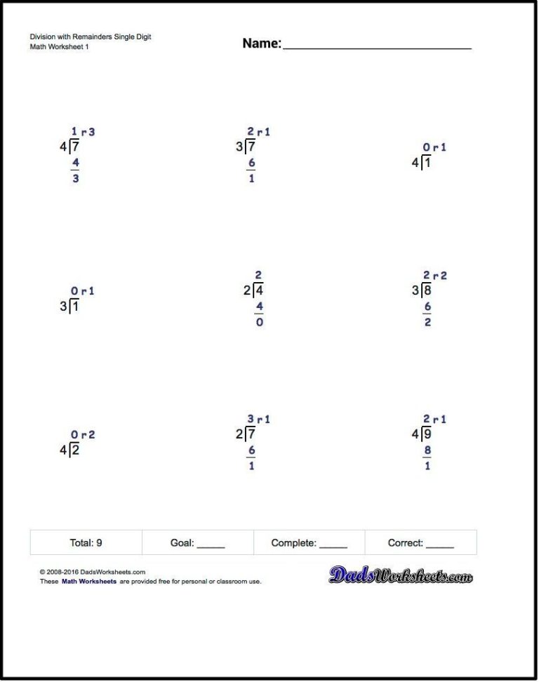 Long Division Worksheets