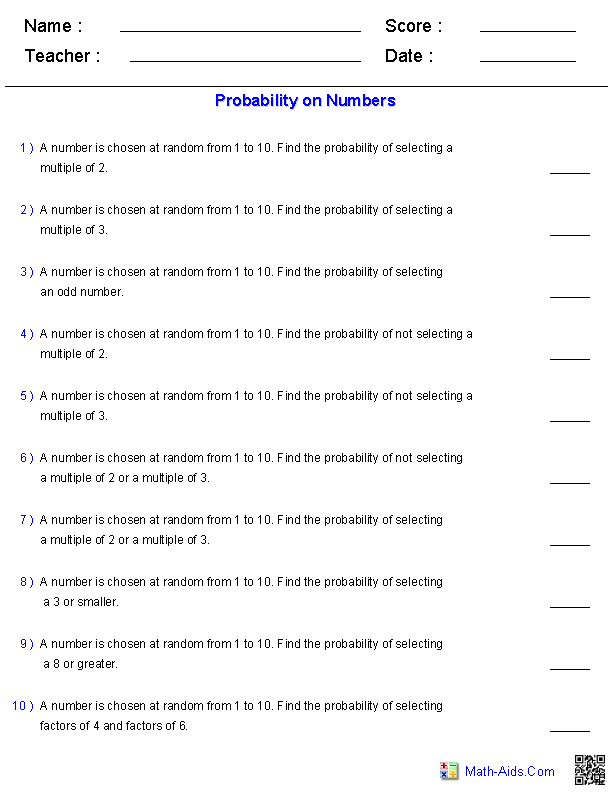 Probability Grade 6 Worksheets Pdf