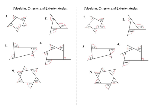 Interior And Exterior Angles Worksheet