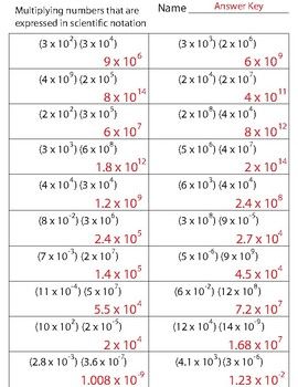 Scientific Notation Worksheet Answers