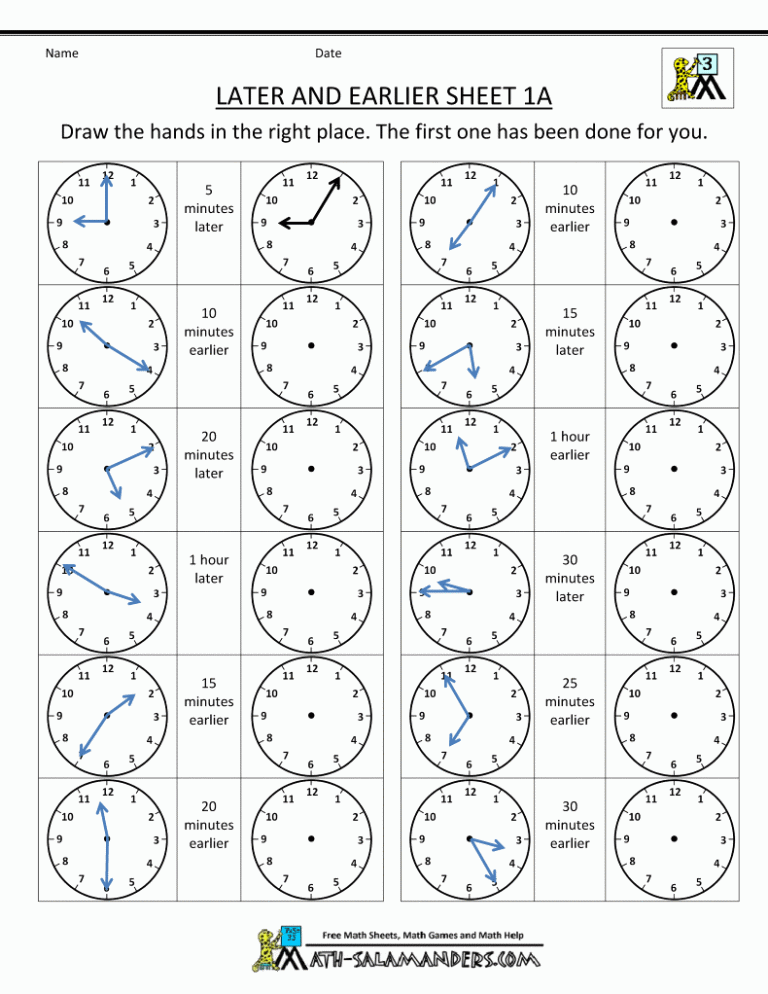 Free Printable Telling The Time Worksheets Uk