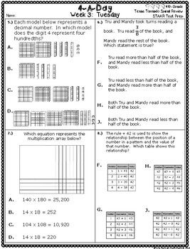 4th Grade Math Staar Test Practice Worksheets