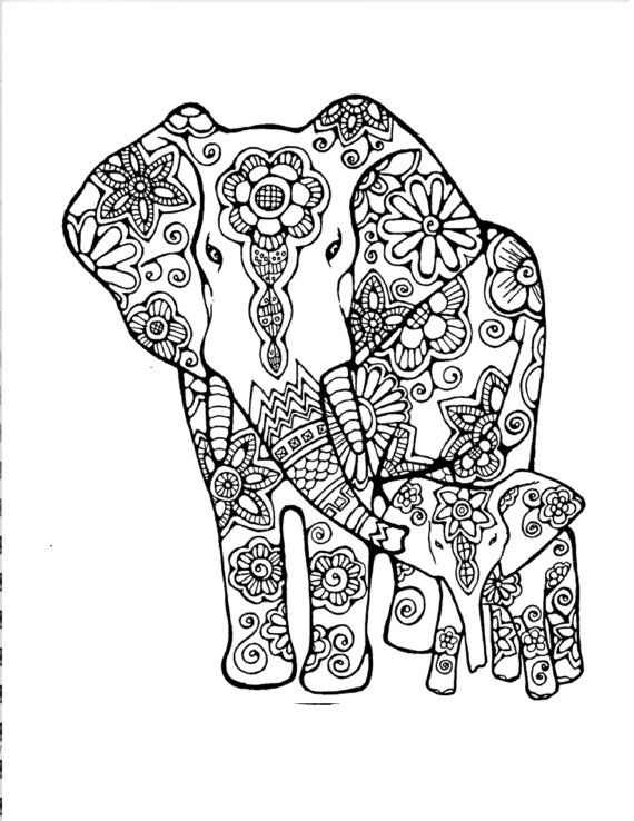 Elephant Coloring Pages For Adults