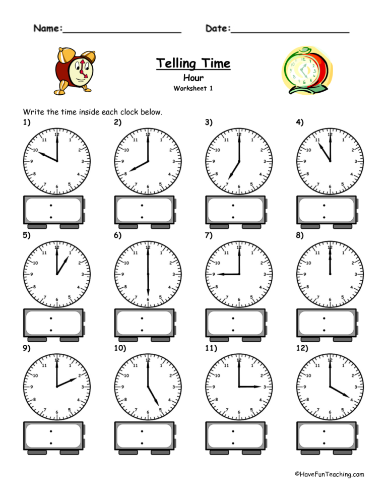 Time Worksheets