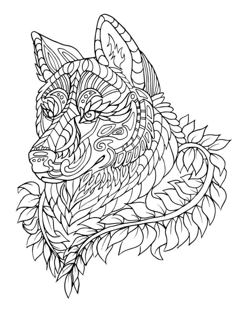 Mindfulness Coloring Pages Wolf