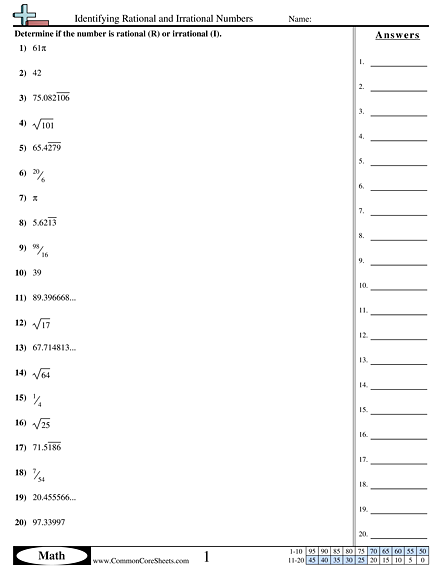 Grade 9 Rational And Irrational Numbers Worksheet Pdf