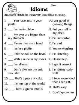 Grade 5 Idioms Worksheets With Answers