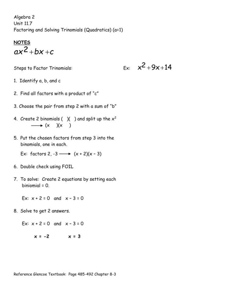 Solving Quadratic Equations By Factoring Worksheet