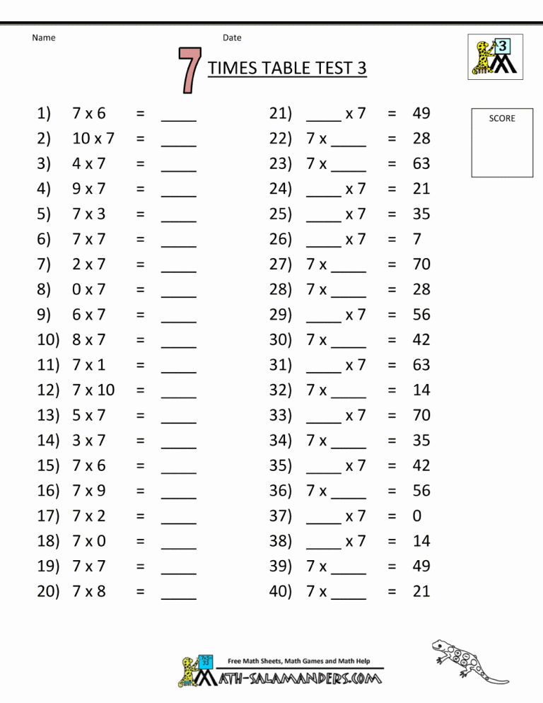 Math Worksheets Grade 7