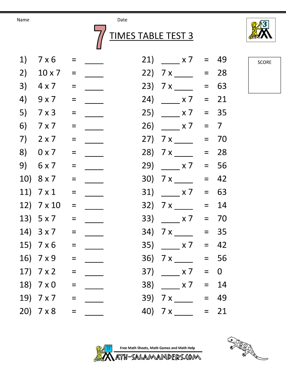 Math Worksheets Grade 7