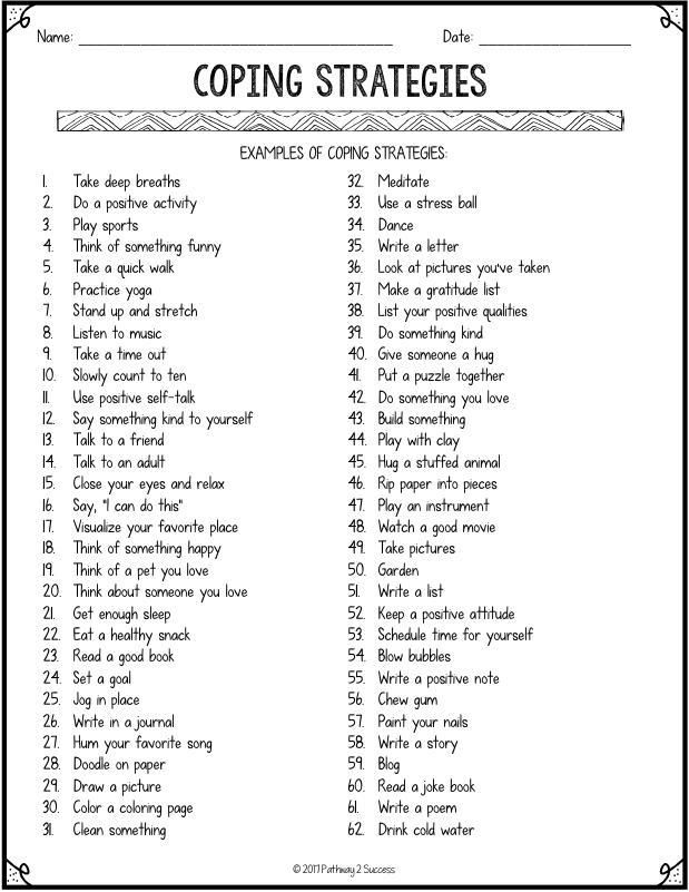 Coping Skills Worksheets