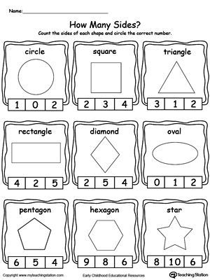 Free Printable 2d Shapes Kindergarten Worksheets