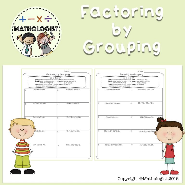 Factoring By Grouping Worksheet