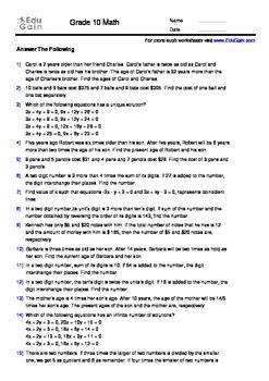 Linear Equations Word Problems Worksheet