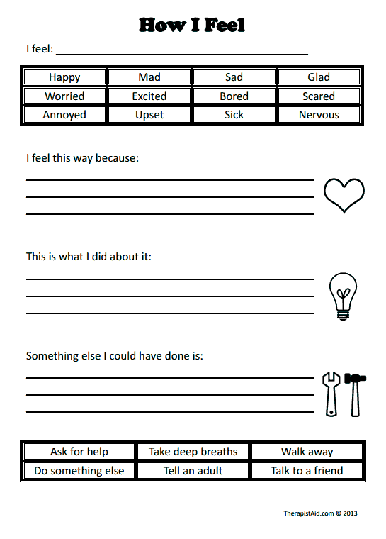 Worksheets For Kids Therapy