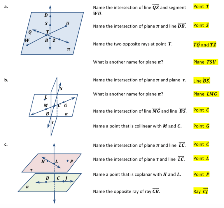 Points Lines And Planes Worksheet