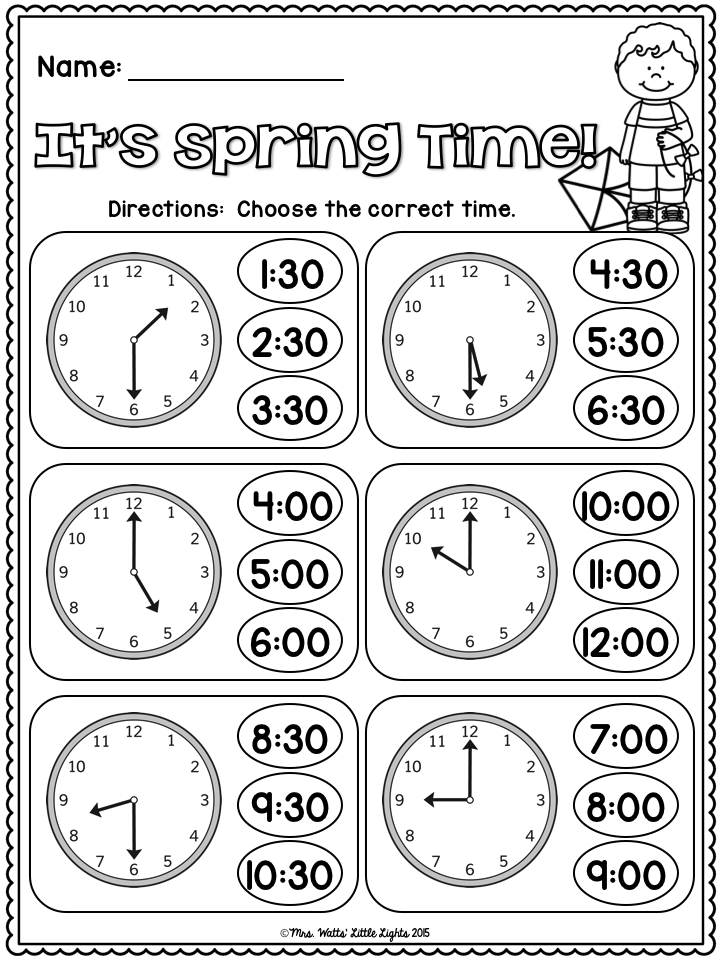 Telling Time Worksheets Grade 1