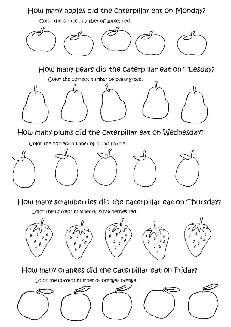 The Very Hungry Caterpillar Worksheets