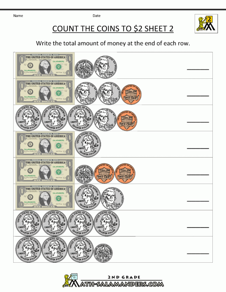 Money Math Worksheets