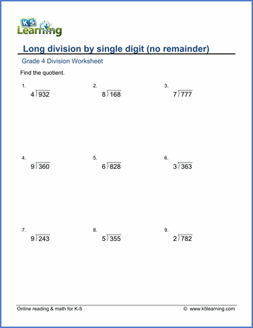 Long Division Worksheets Grade 6