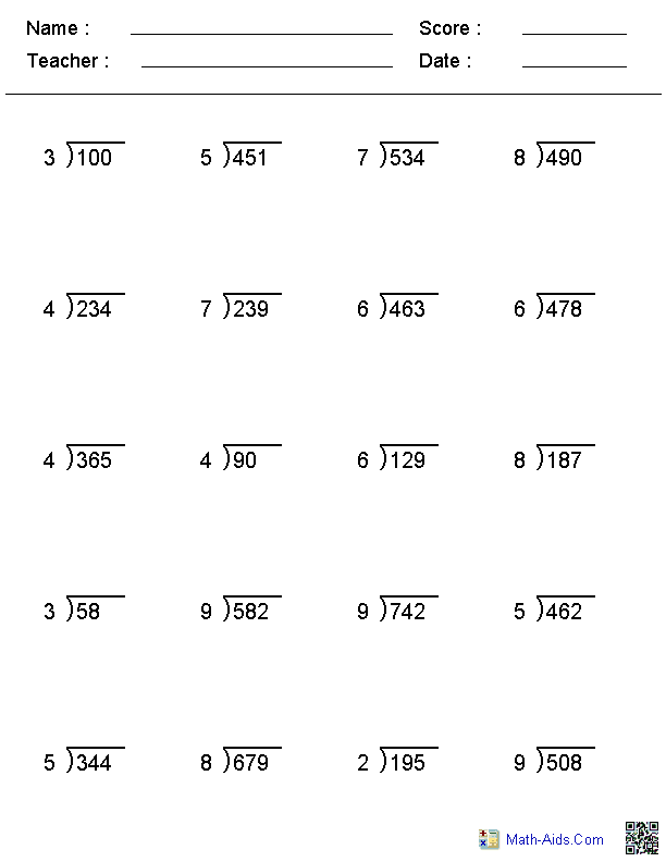 Division Math Problems