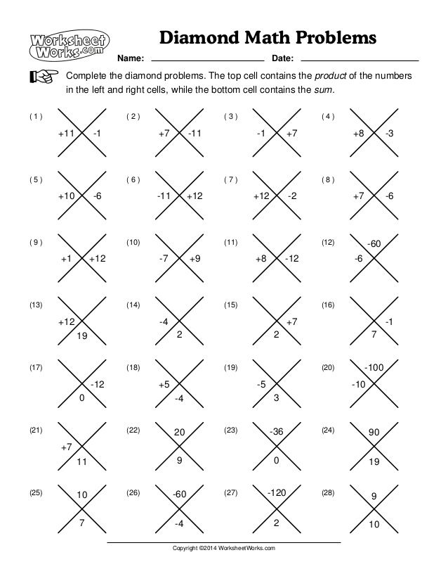 Worksheet Works Diamond Math Problems Answer Key