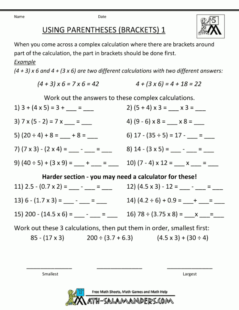 Math Problems For 5th Graders