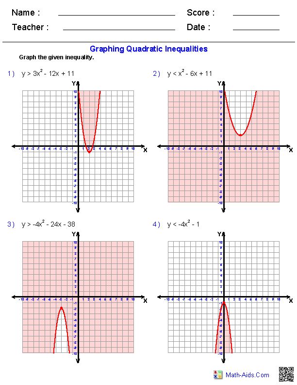 Solving Quadratic Inequalities Worksheet With Answers Pdf