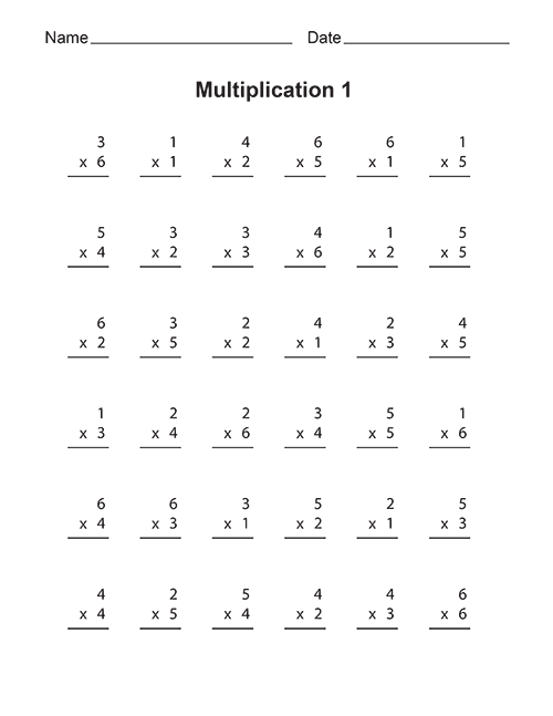 Math Worksheets Multiplication