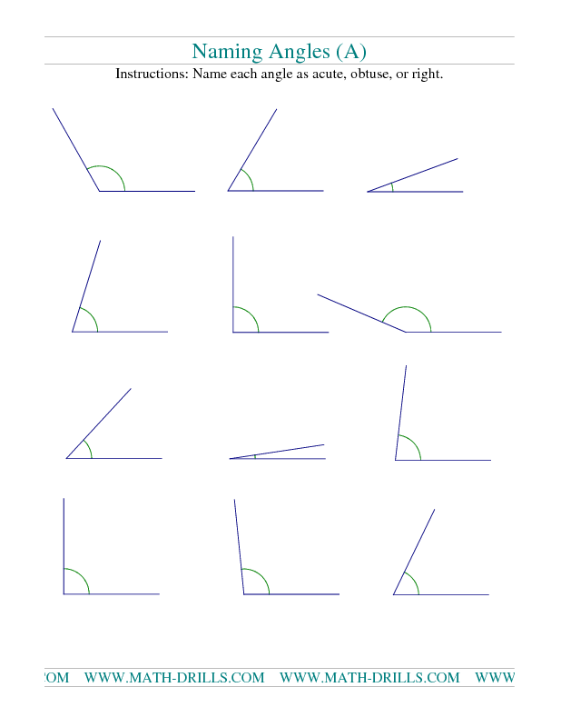 Naming Angles Worksheet